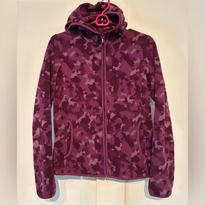 Uniqlo S 💜 Cozy Fleece Hooded Jacket - Purple Camo Print